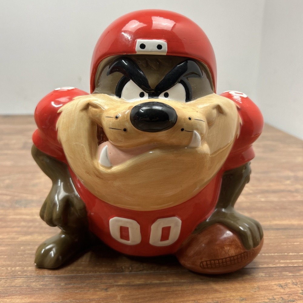 Vtg 1994 Looney‎ Tunes Tazmanian Devil Taz Kansas City Chiefs NFL  Cookie Jar